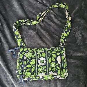 Vera Bradley Green and Navy Floral Crossbody Bag